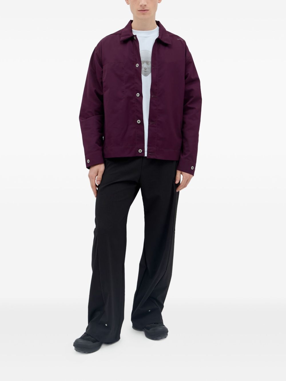 logo-print shirt jacket - 2