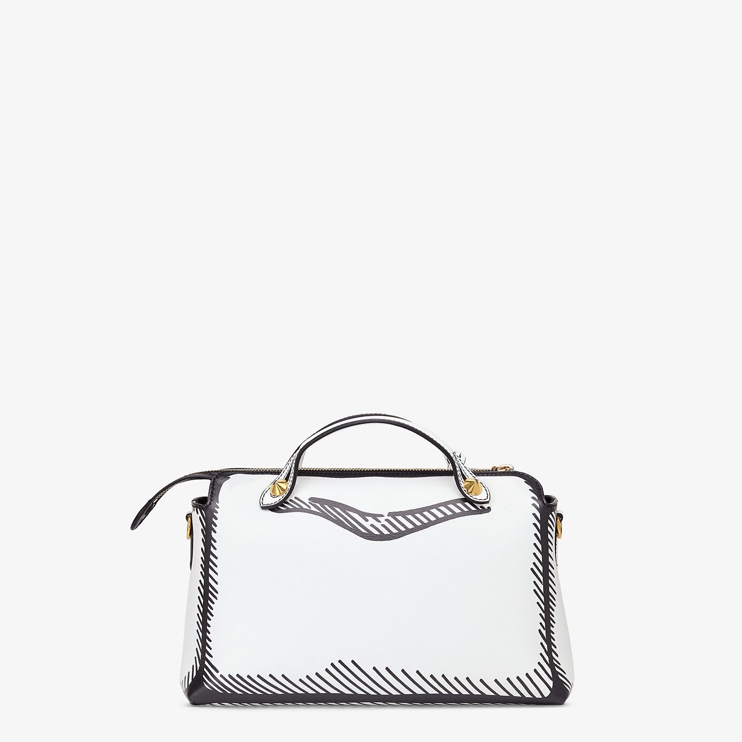 White leather printed Boston bag - 4