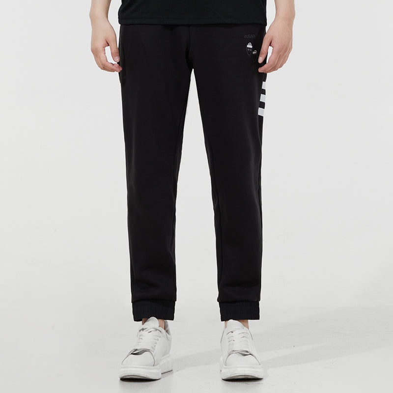 Men's adidas neo Sw 3s Tp Stripe Webbing Knit Bundle Feet Sports Pants/Trousers/Joggers Black H57432 - 3