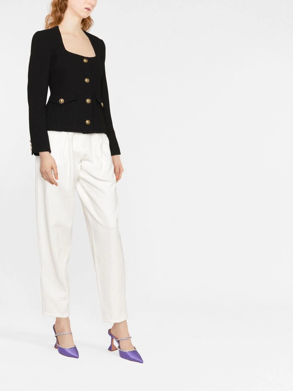 square-neck button-up jacket - 2