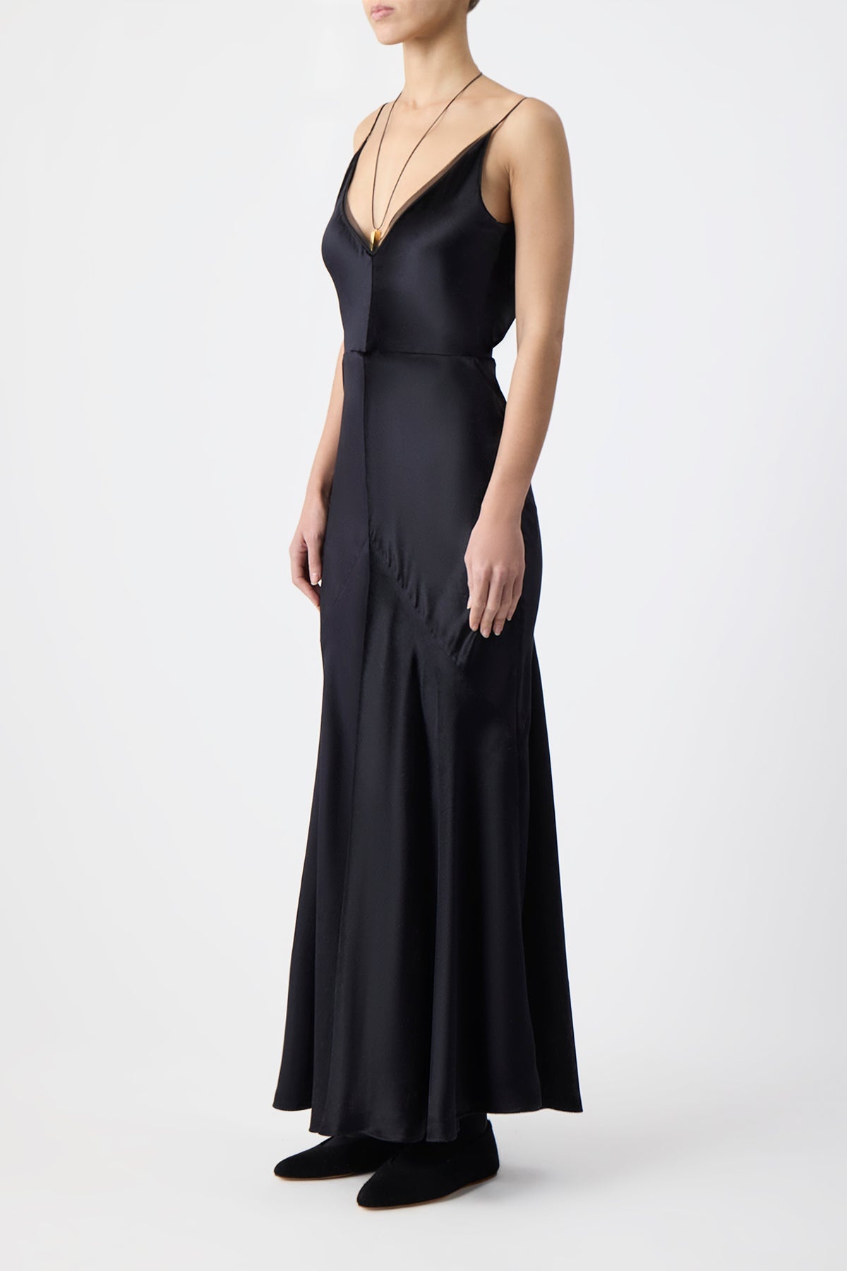 Brigita Dress in Black Silk Velvet - 6