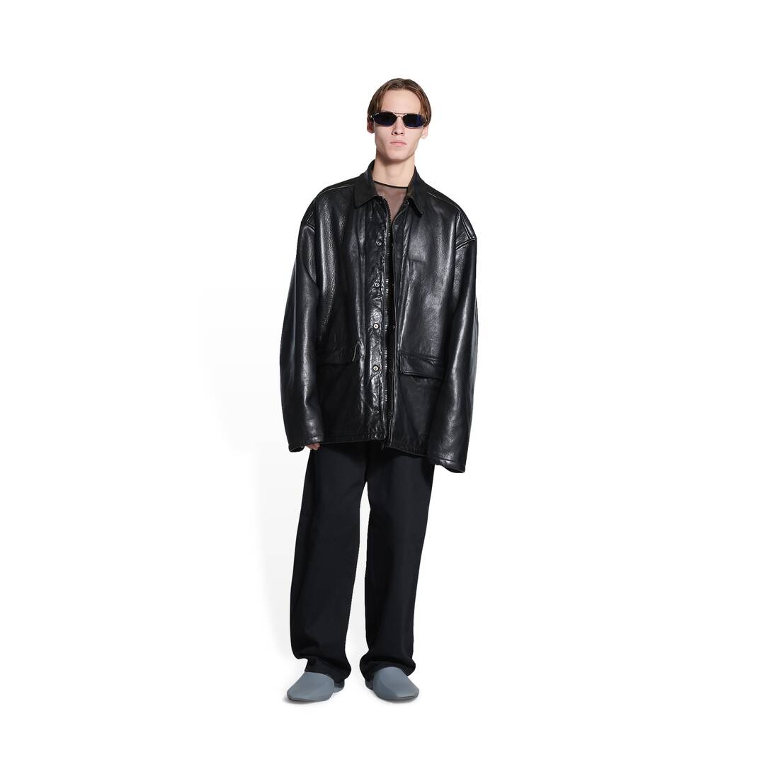 Men's Shearling Lining Jacket in Black - 2