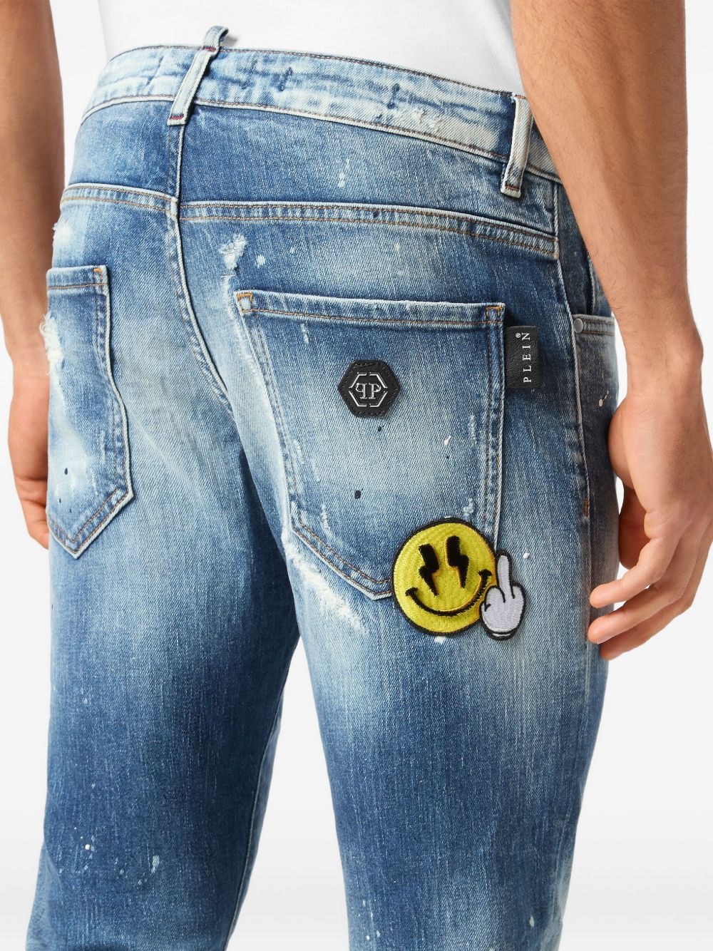 paint-splatter distressed jeans - 4