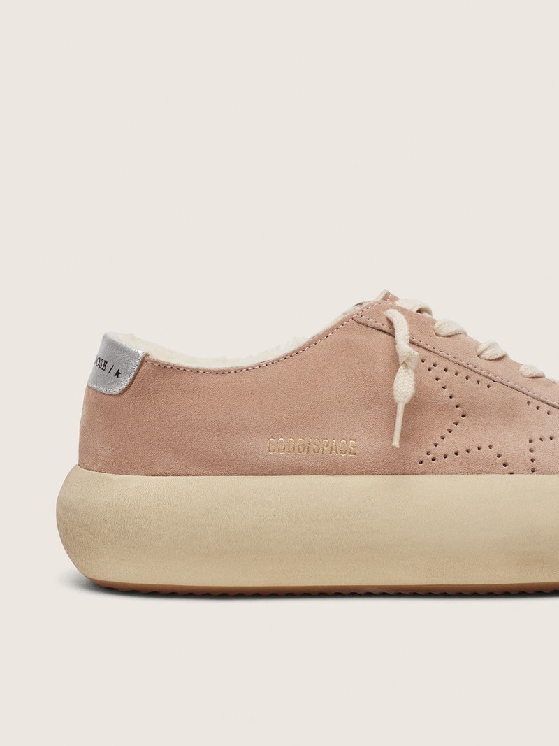 Women’s Space-Star in old rose suede with shearling lining 4