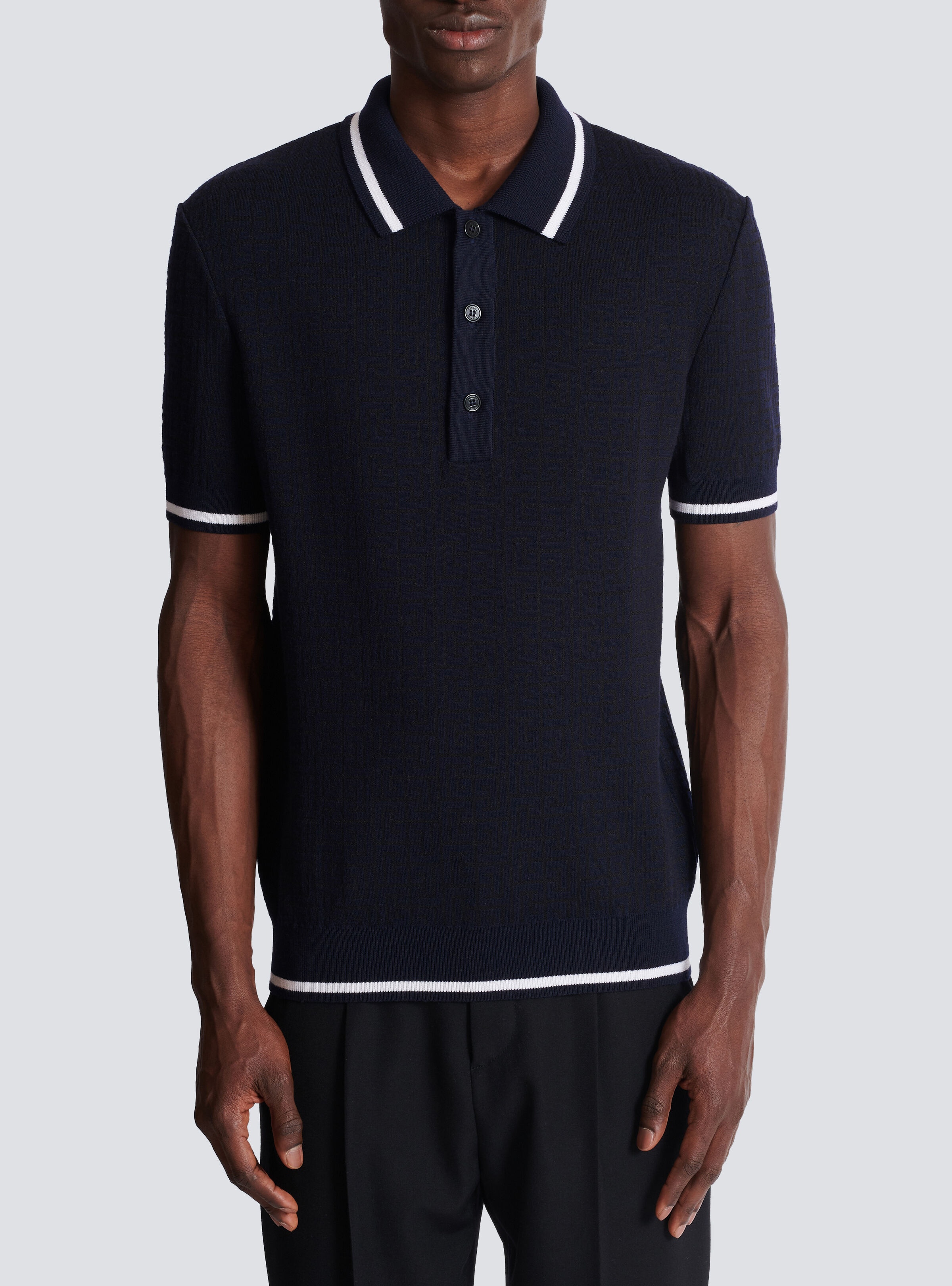 Monogrammed merino wool polo shirt - 5