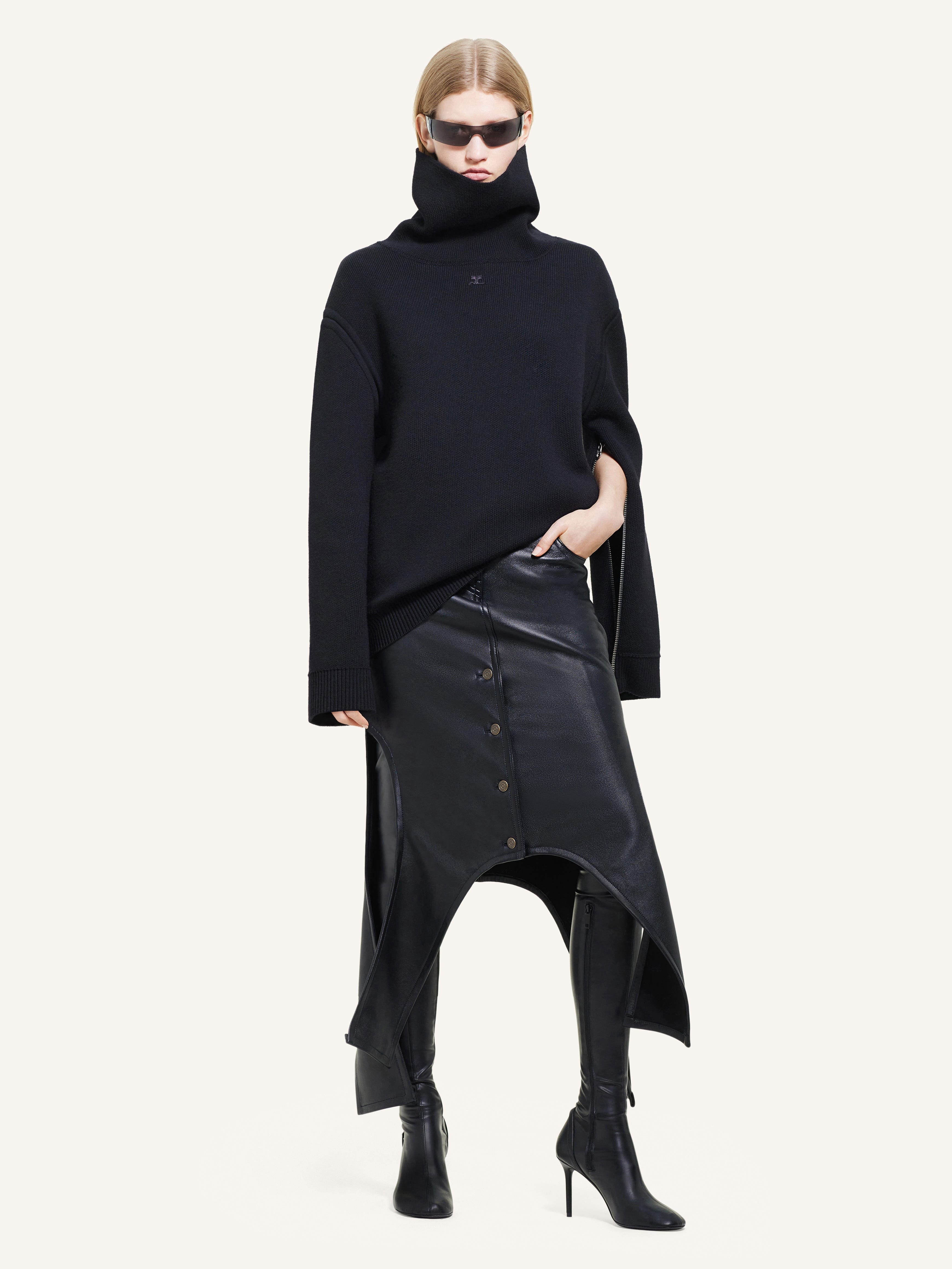 REVERSED LONG LEATHER SKIRT - 2