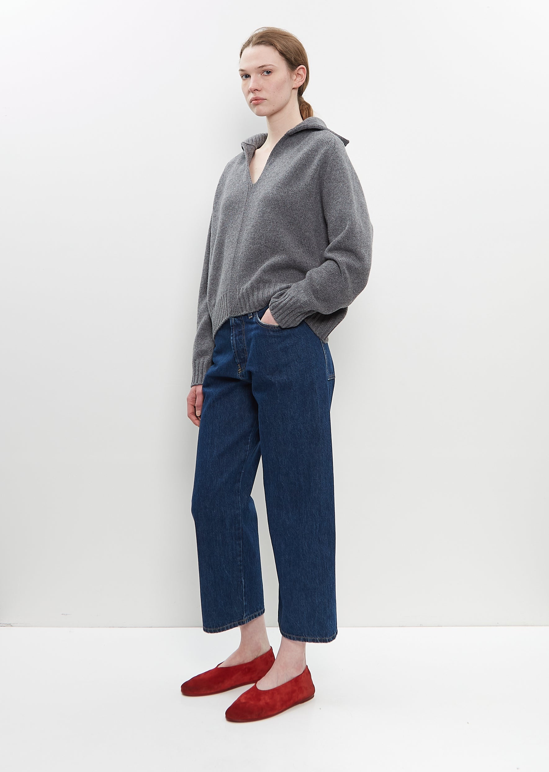 Wool Cashmere Blend Long Sleeve Polo - 5