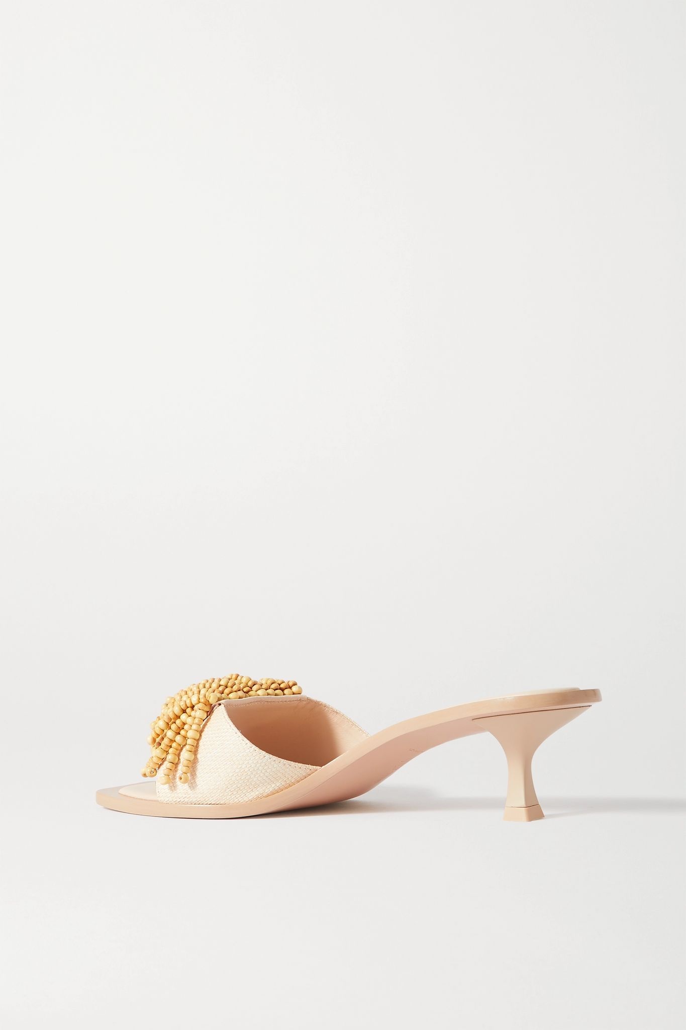 Uma beaded raffia and leather mules - 3