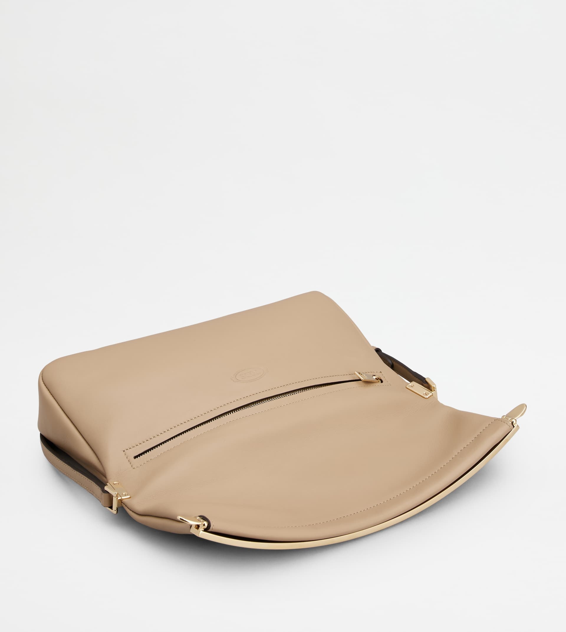 FLAP BAG IN LEATHER SMALL - BEIGE - 4