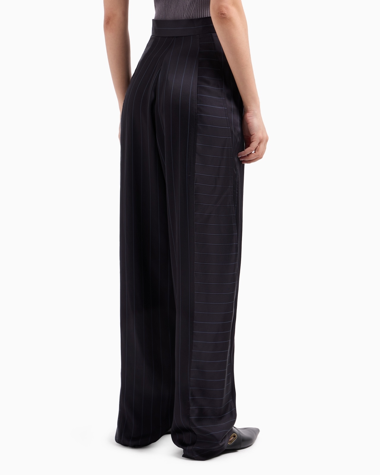 DAWN TO DUSK PINSTRIPED ACETATE-BLEND TROUSERS - 3