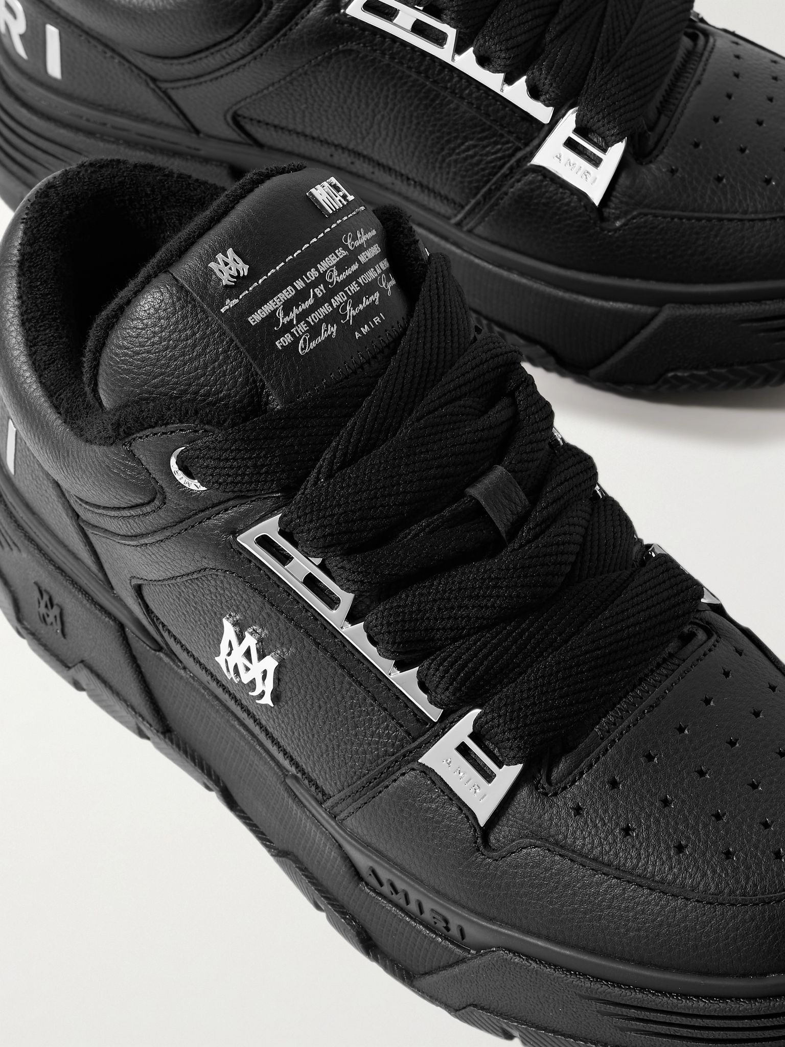 MA-1 Embellished Full-Grain Leather Sneakers Black - 5