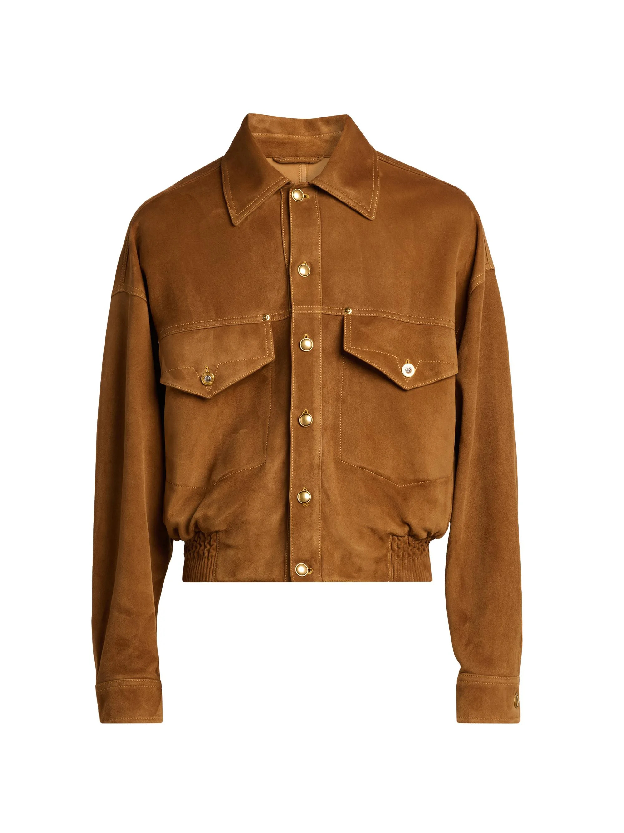 Men's Suede Drop-Shoulder Blouson Jacket - Brown - 1