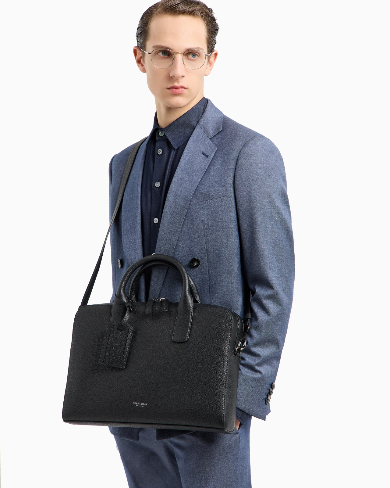 Pebbled leather briefcase - 7