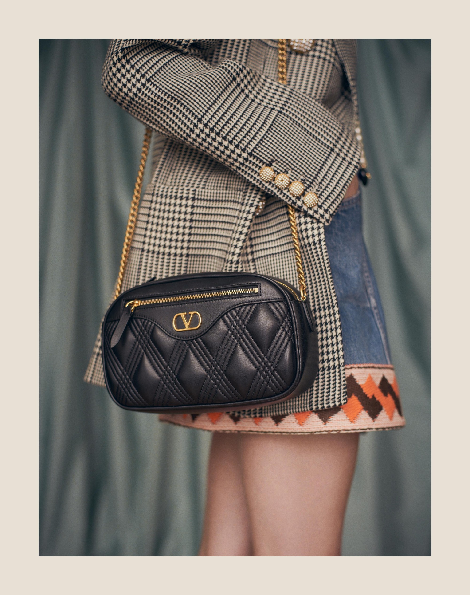 DENIM SKIRT WITH JACQUARD TRIMS - 10