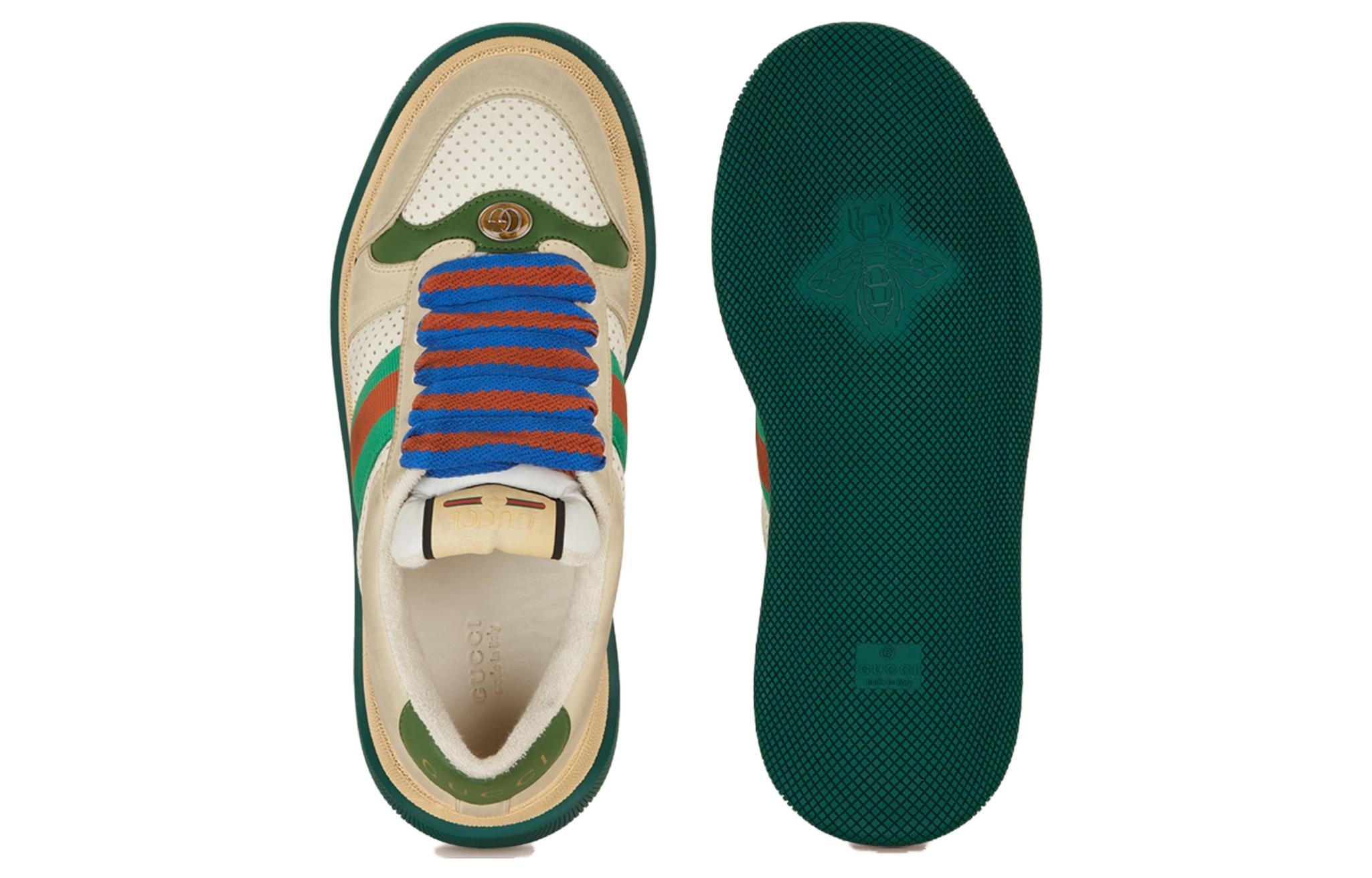 Gucci Screener GG Leather Sneakers 'Beige Green Blue' 756465-0YIA0-9547 - 5