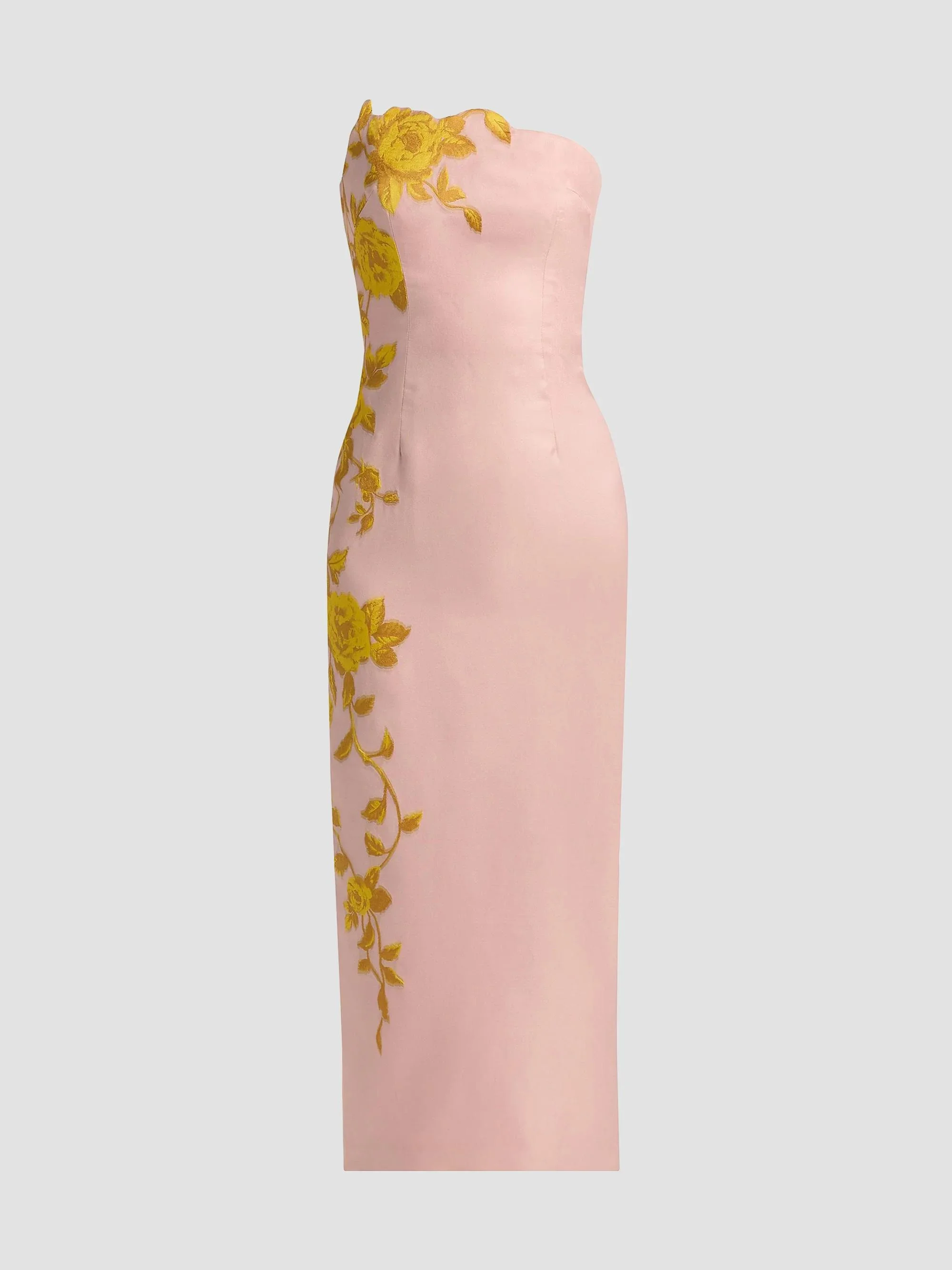 Women's Rose Fil Coupé Strapless Midi-Dress - Peony Sunflower - 1