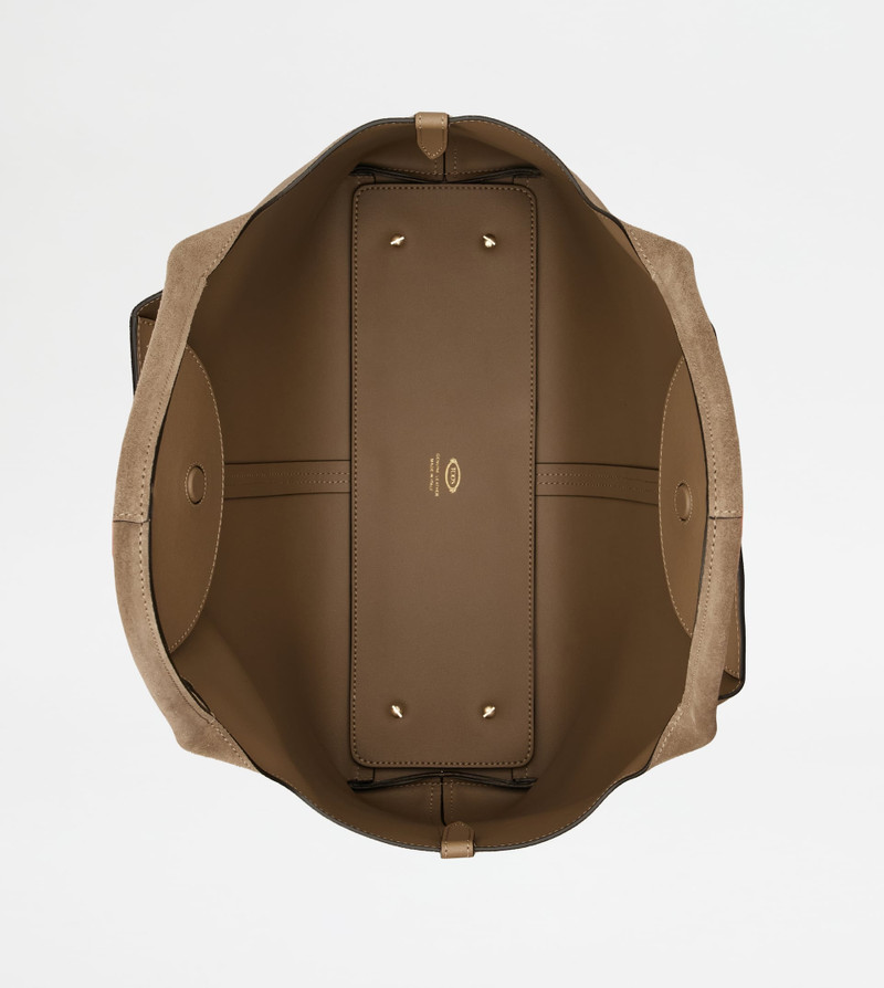 SHOPPING BAG IN SUEDE MEDIUM-SMALL - BROWN 4