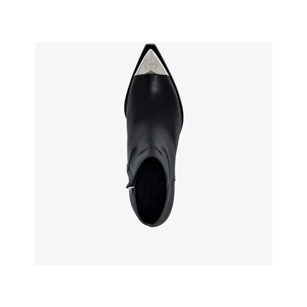 GIVENCHY ウエスタン アンクル フツ BE604KE22S 001 Shark Lock Stiletto ankle boots in satin with feathers in