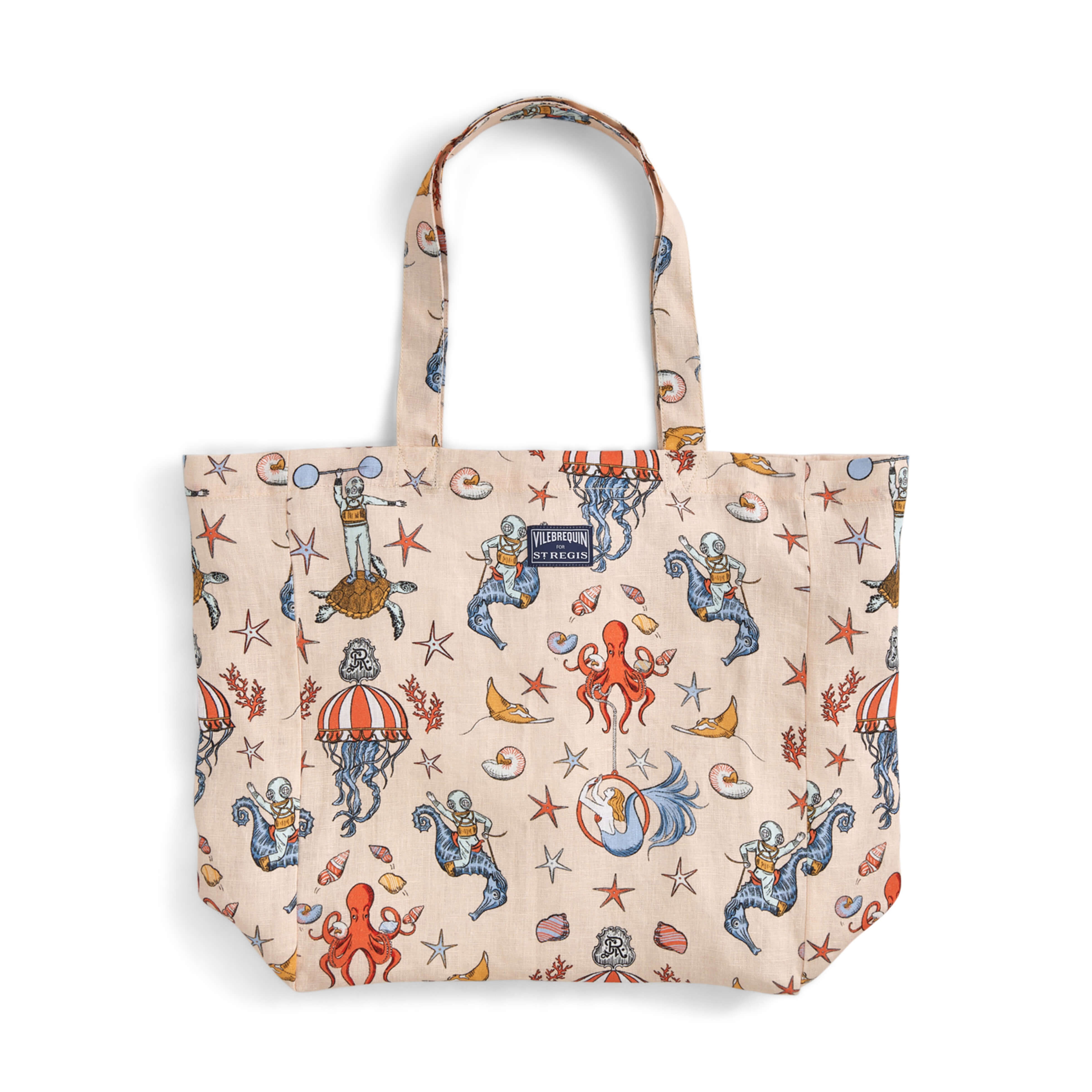 Linen Tote Bag Aqua Circus - Vilebrequin for St. Regis - 1