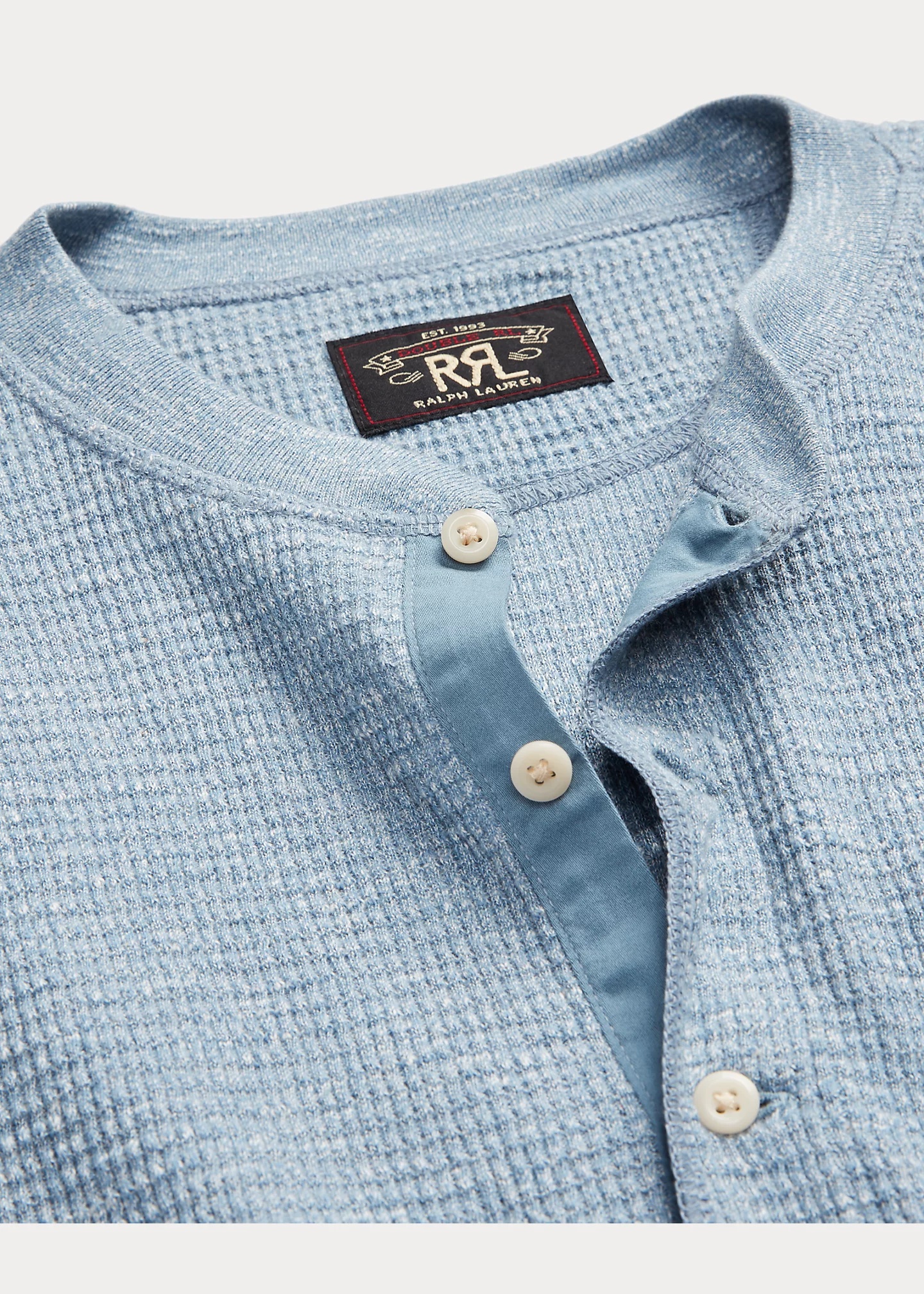 Garment-Dyed Waffle-Knit Henley Shirt - 3