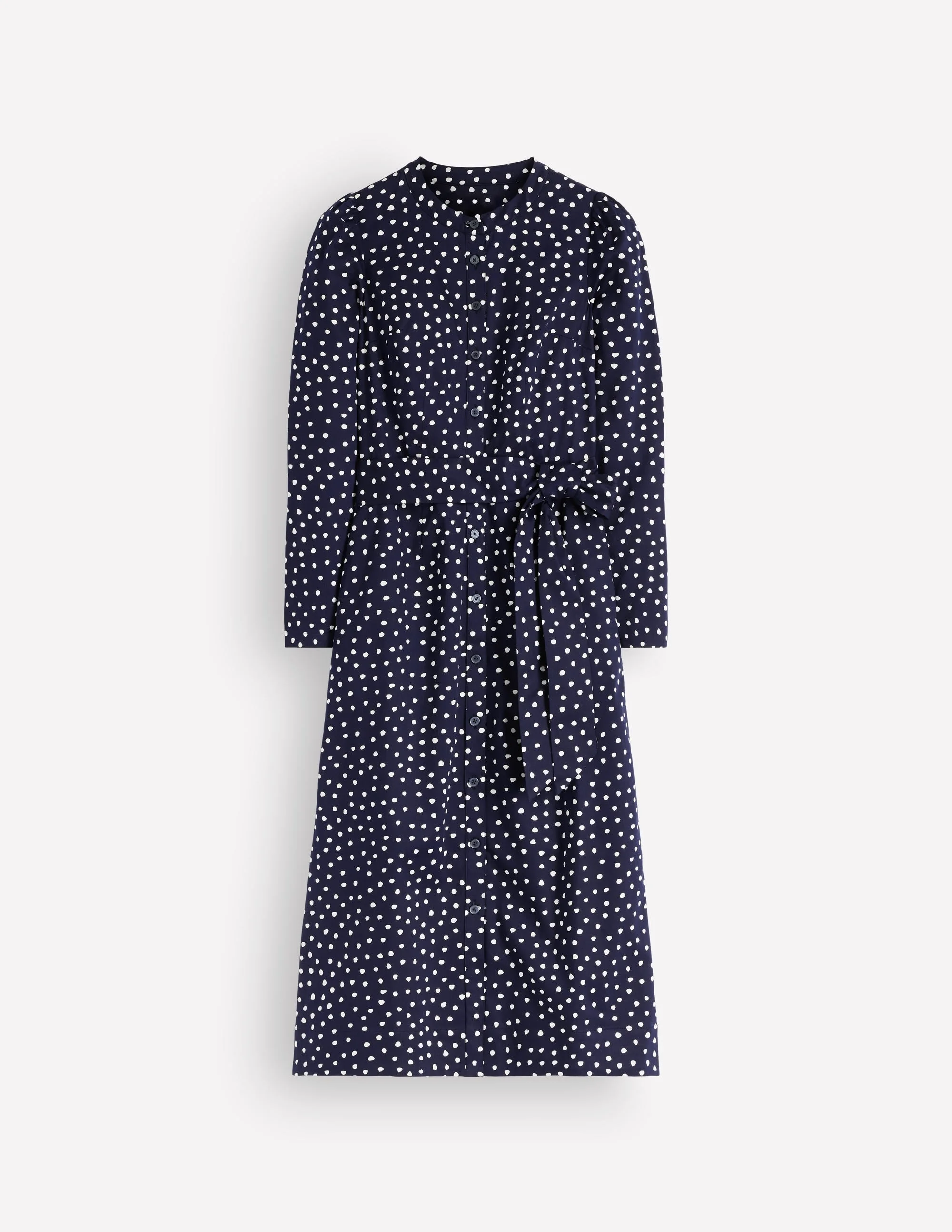Louise Midi Shirt Dress-French Navy, Painted Dot - 1