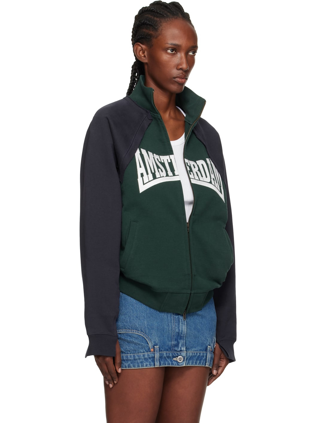 Navy & Green 'Amsterdam' Patched Zip Sweatshirt - 2