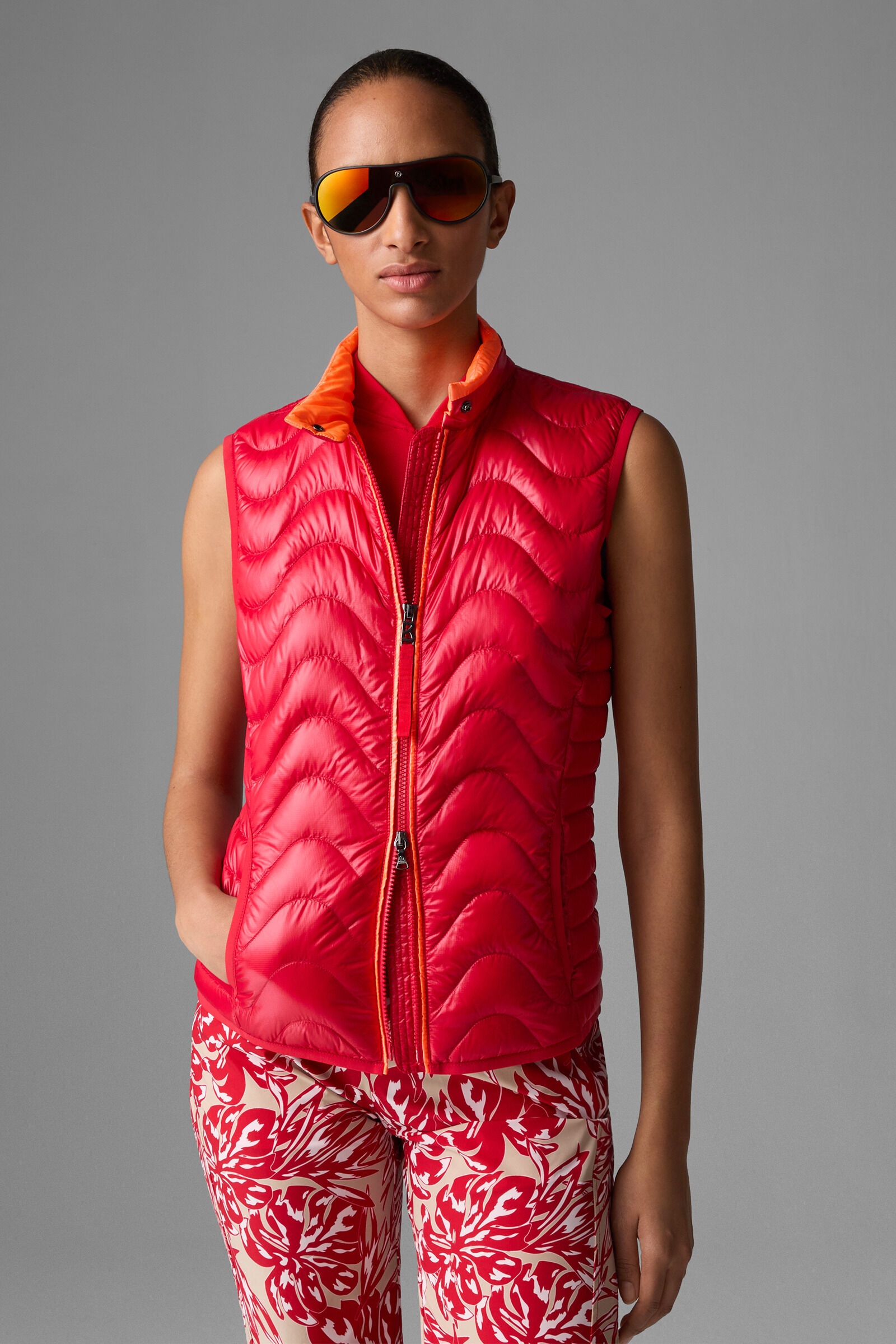 Kleo lightweight down vest in Red/Orange - 2