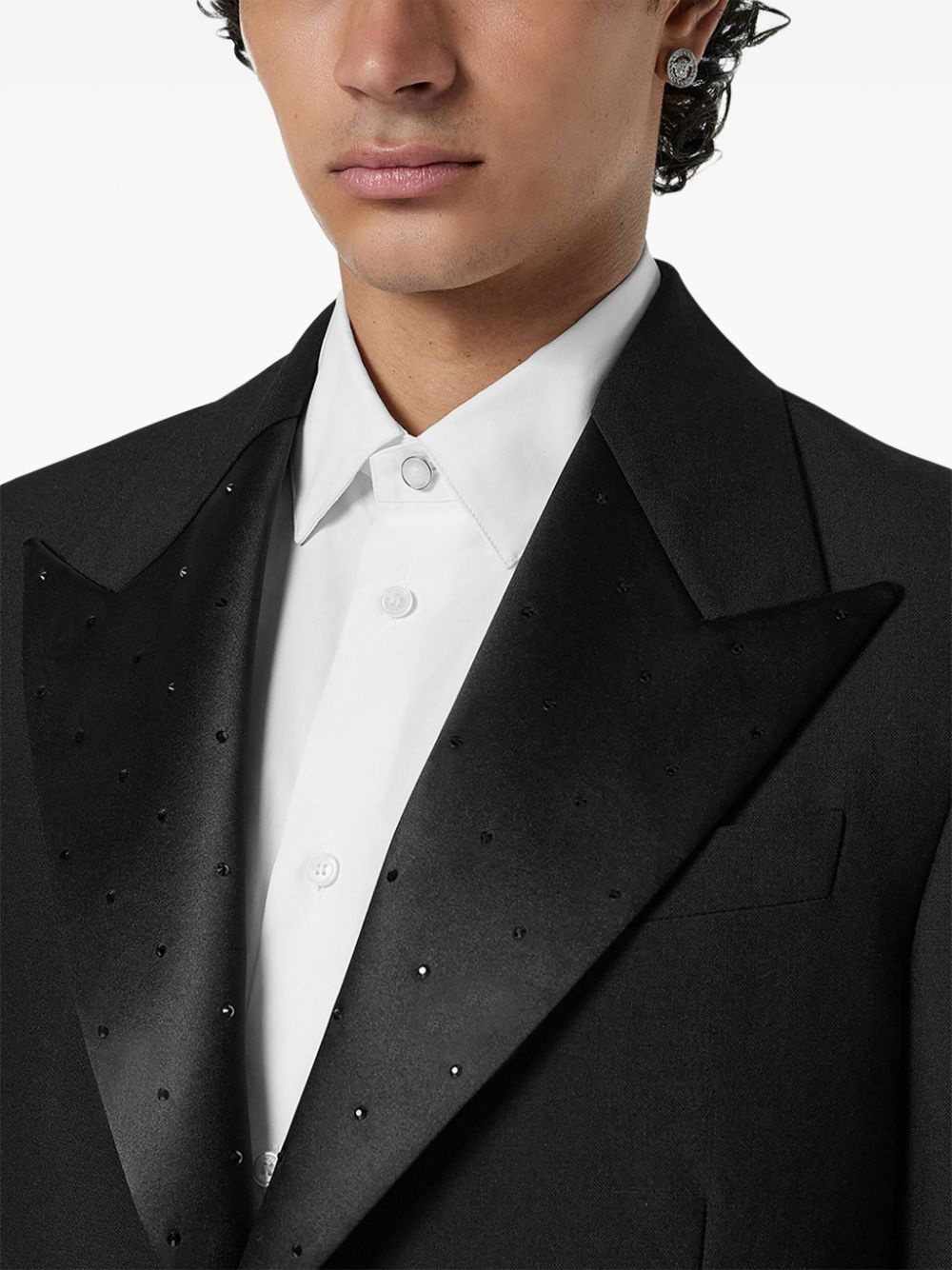 satin-trim single-breasted blazer - 5