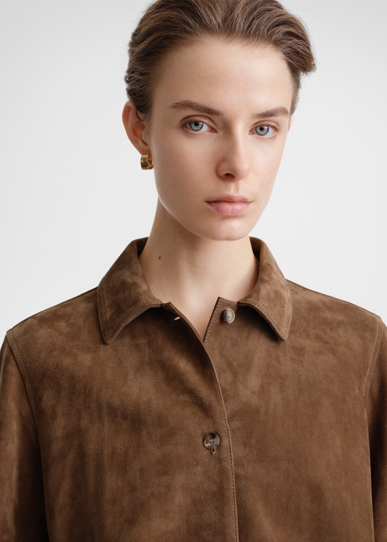 Soft suede shirt tobacco - 5