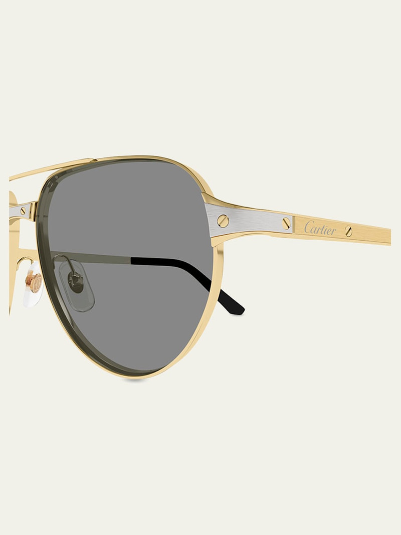Cartier Men's CT0425S-006 Metal and Acetate Aviator Sunglasses outlook