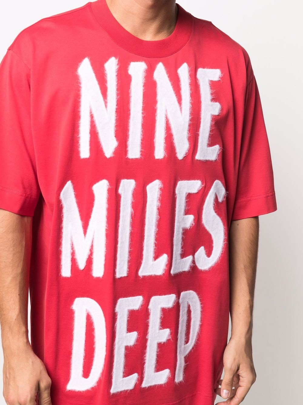 slogan-print drop-shoulder T-shirt - 5