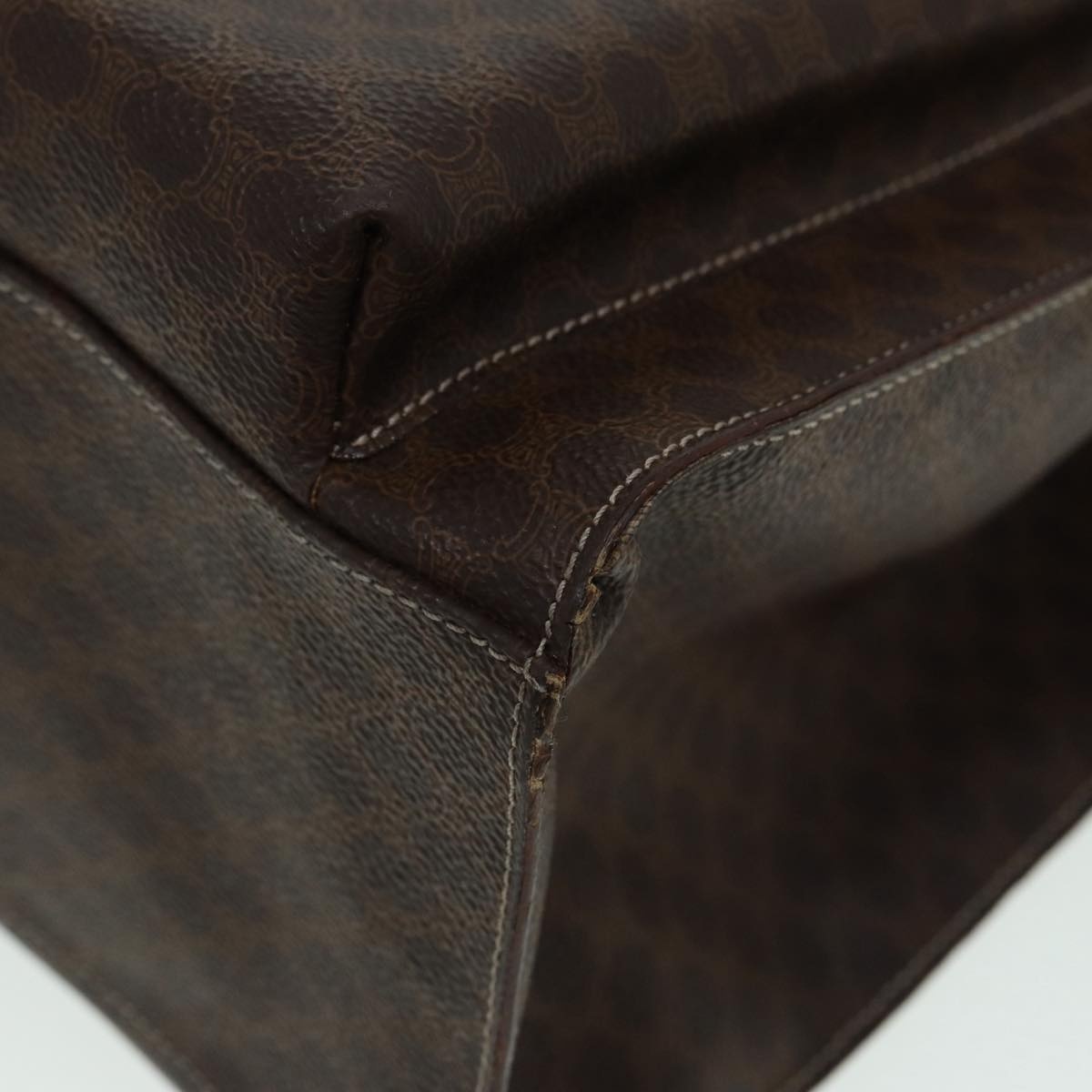 CELINE Macadam Canvas Hand Bag Pvc Leather Brown Gold - 15