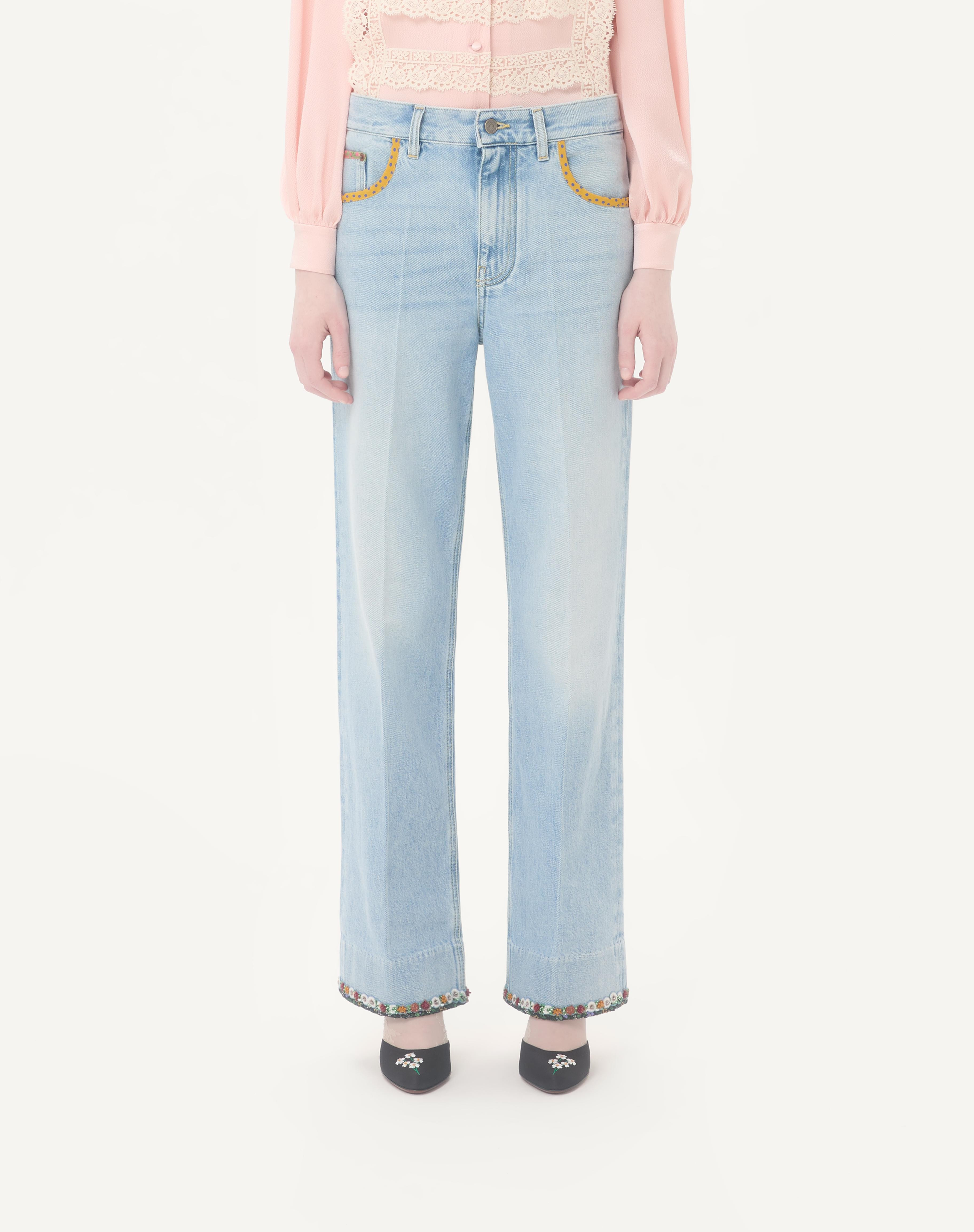 EMBROIDERED DENIM PANTS - 3