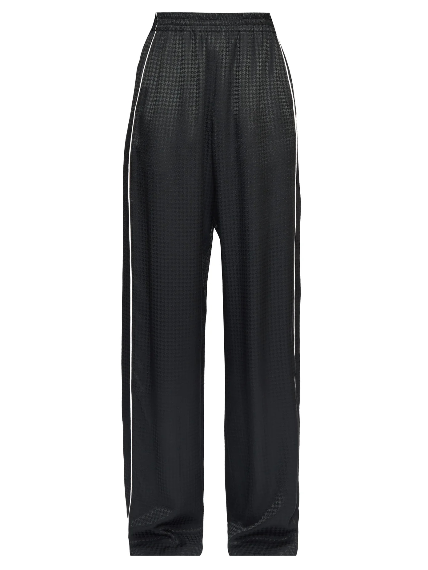 Piped houndstooth-jacquard wide-leg trousers - 1