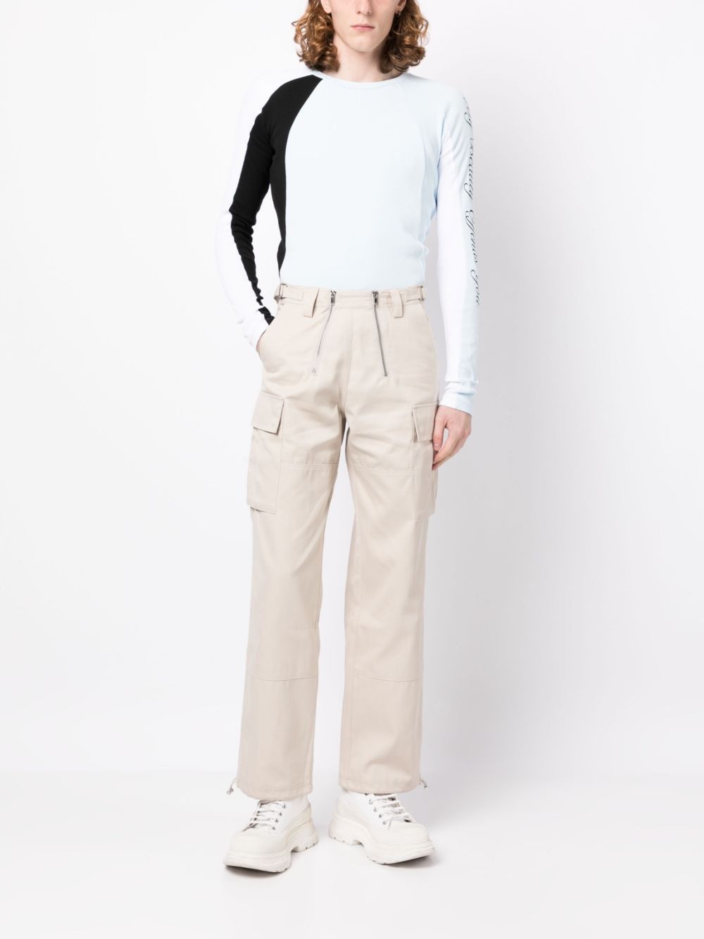 logo-patch chino trousers - 2