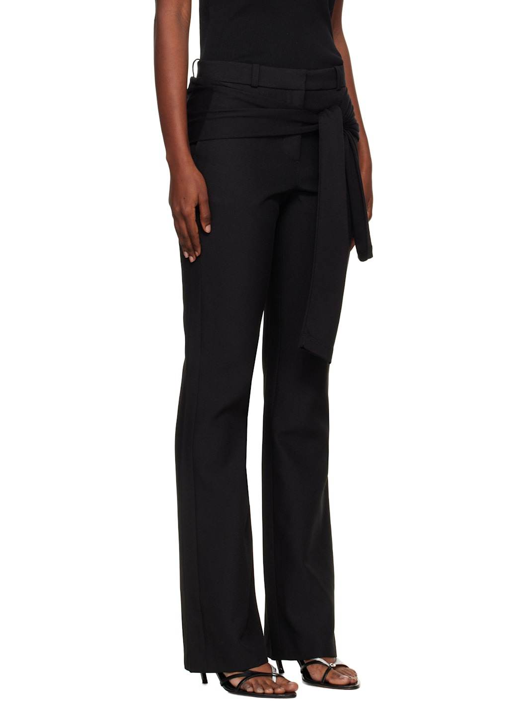 Black Jersey Wrap Trousers - 2