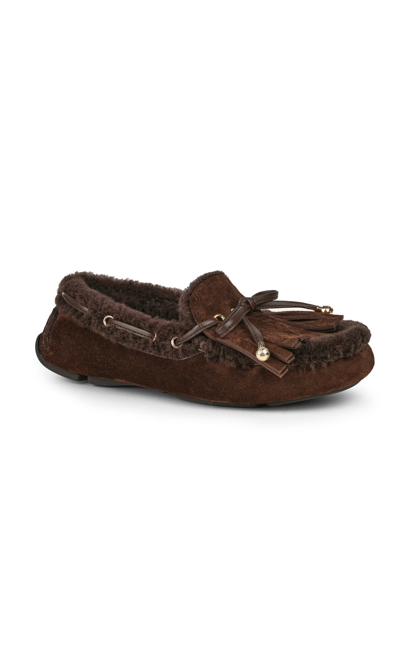 JIMMY CHOO Manon Shearling Driving Loafers brown outlook