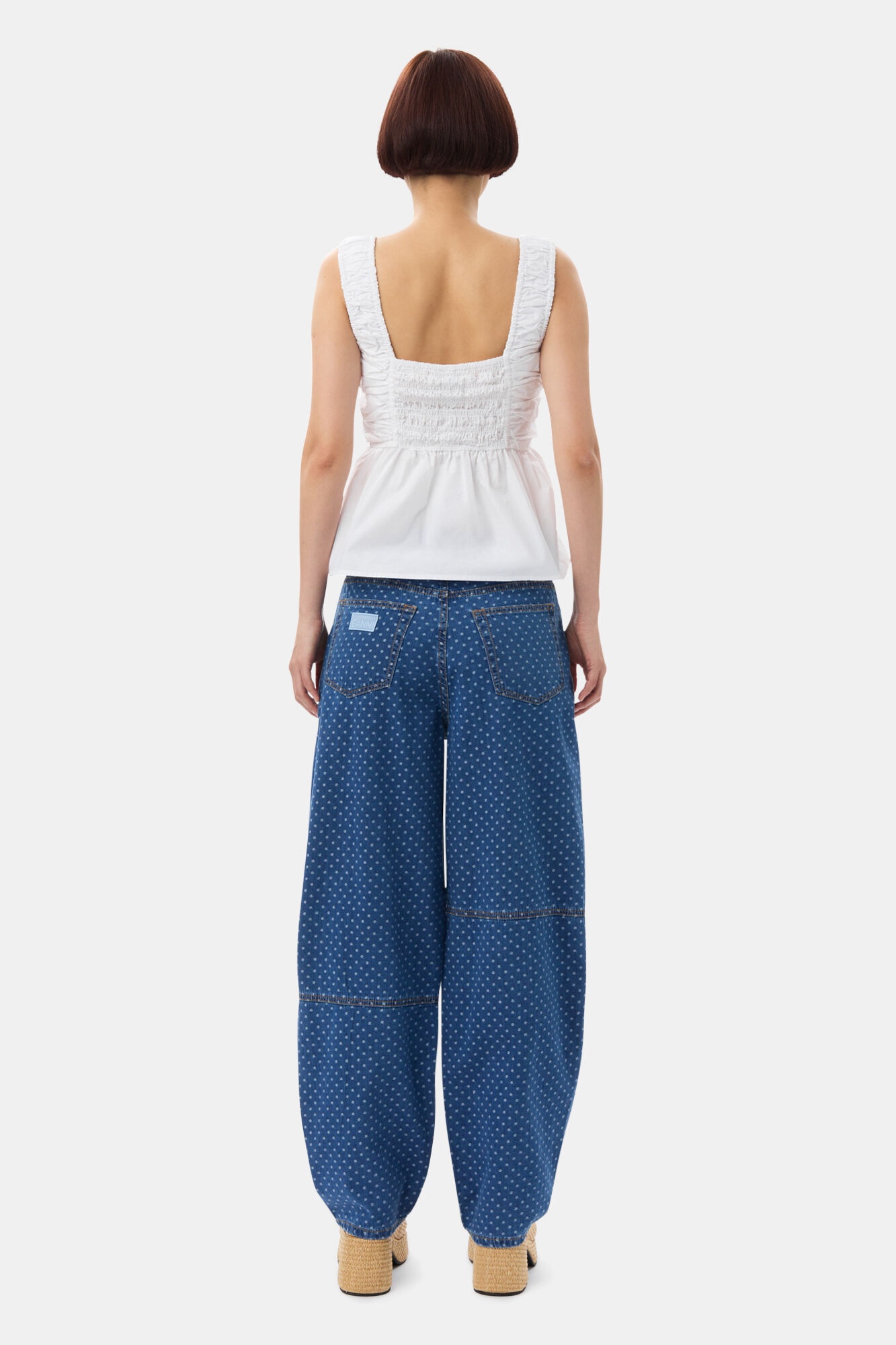 BLUE JACQUARD DENIM STARY JEANS - 5
