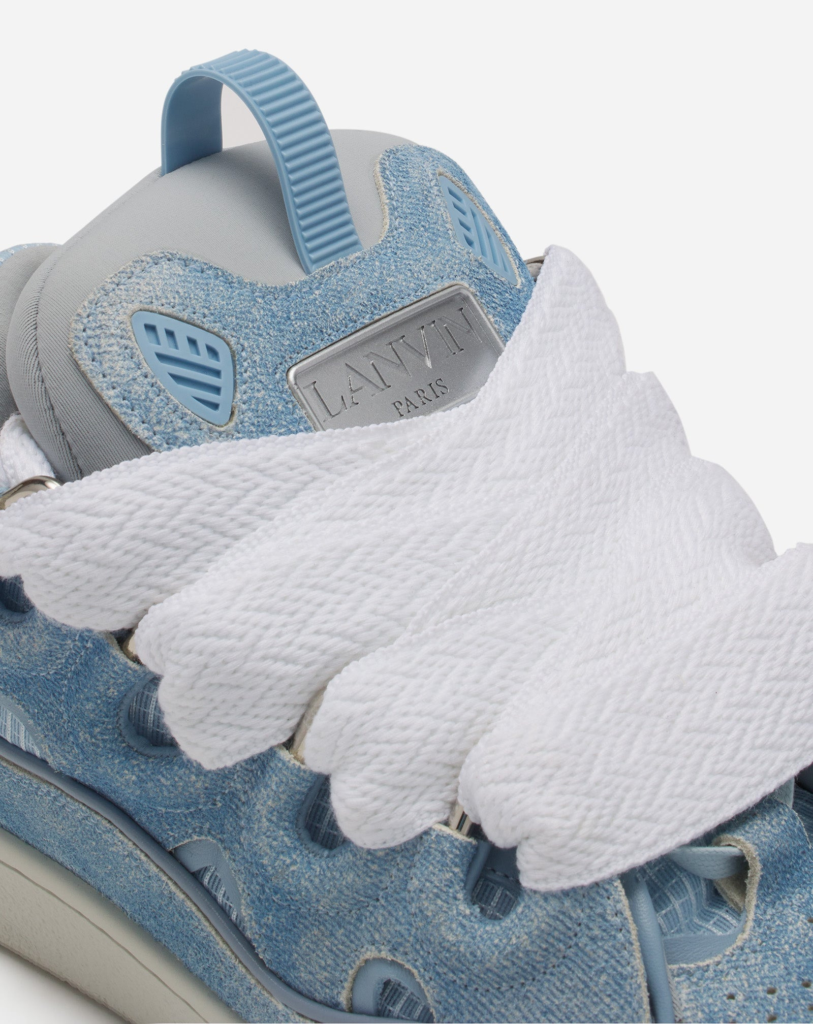 CURB DENIM-EFFECT LEATHER SNEAKERS - 5