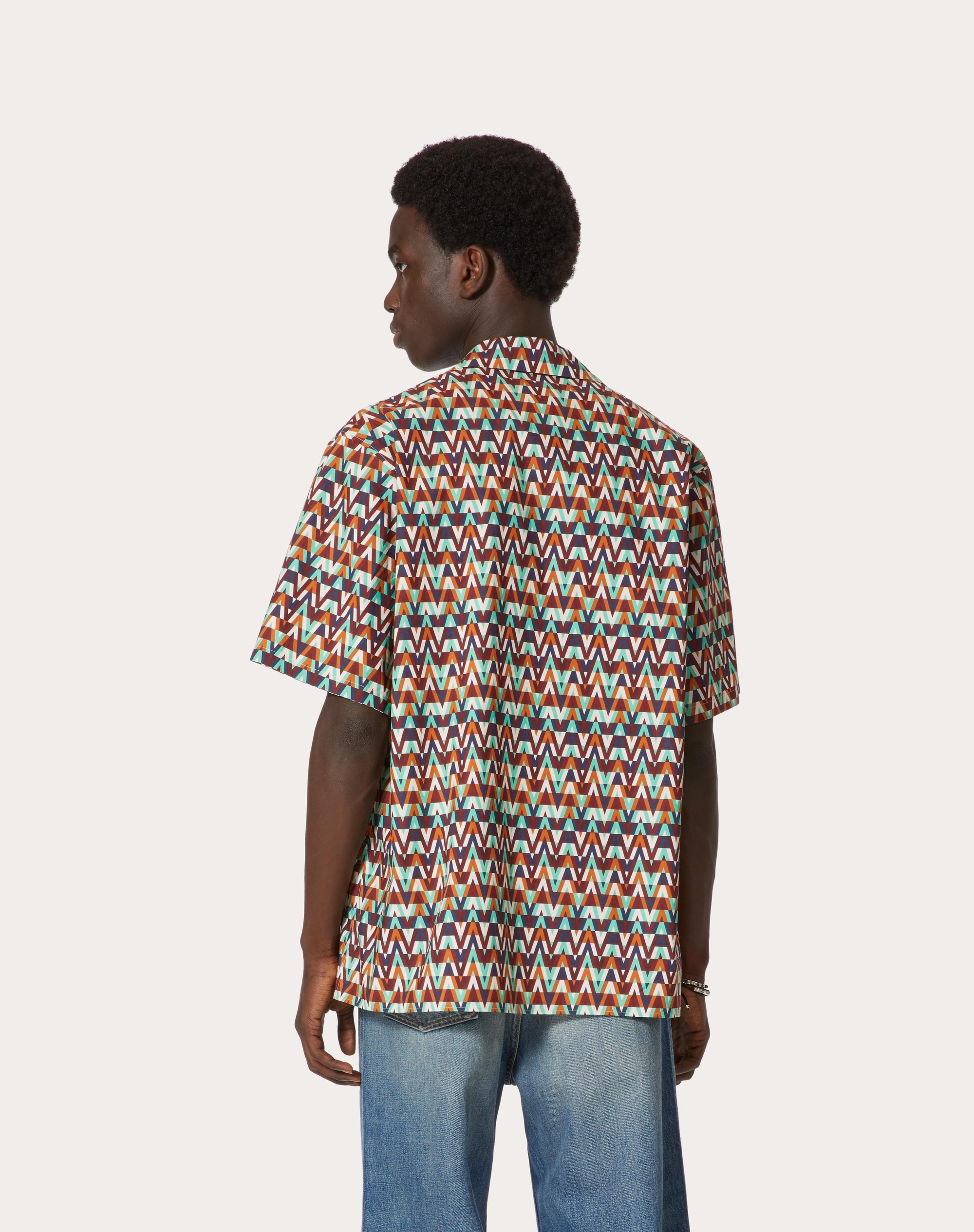 COTTON SHIRT WITH OPTICAL VALENTINO PRINT - 4