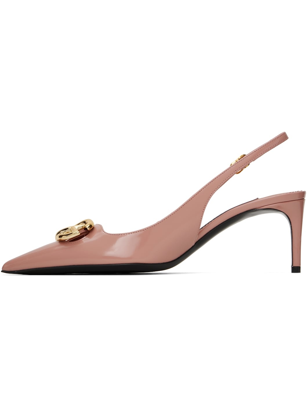 Pink Polished Calfskin Slingback Heels - 3