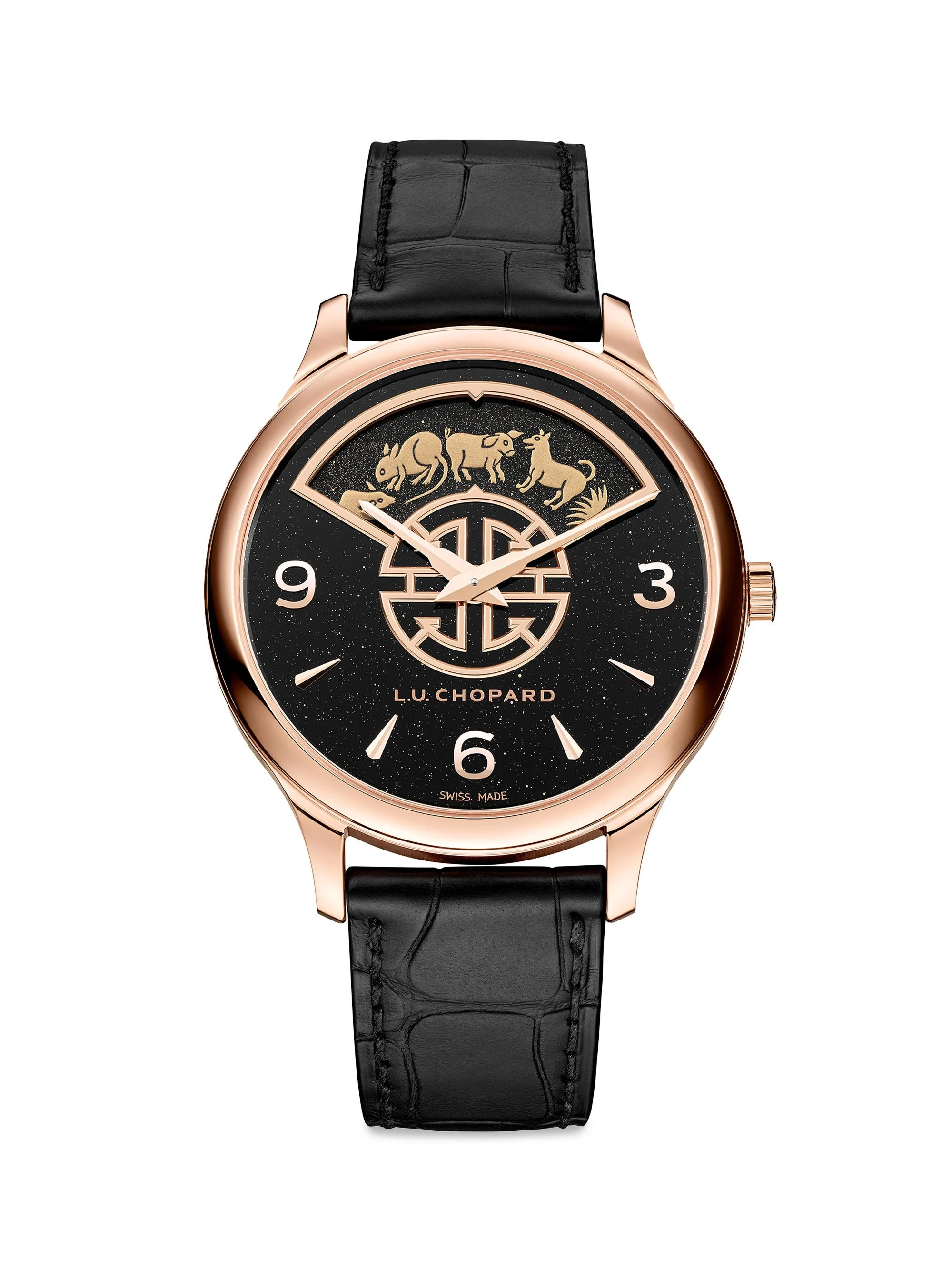 Men's L. U.C XP Urushi Spirit Of Shí Chen 18K Rose Gold & Alligator Leather Strap Watch - 1