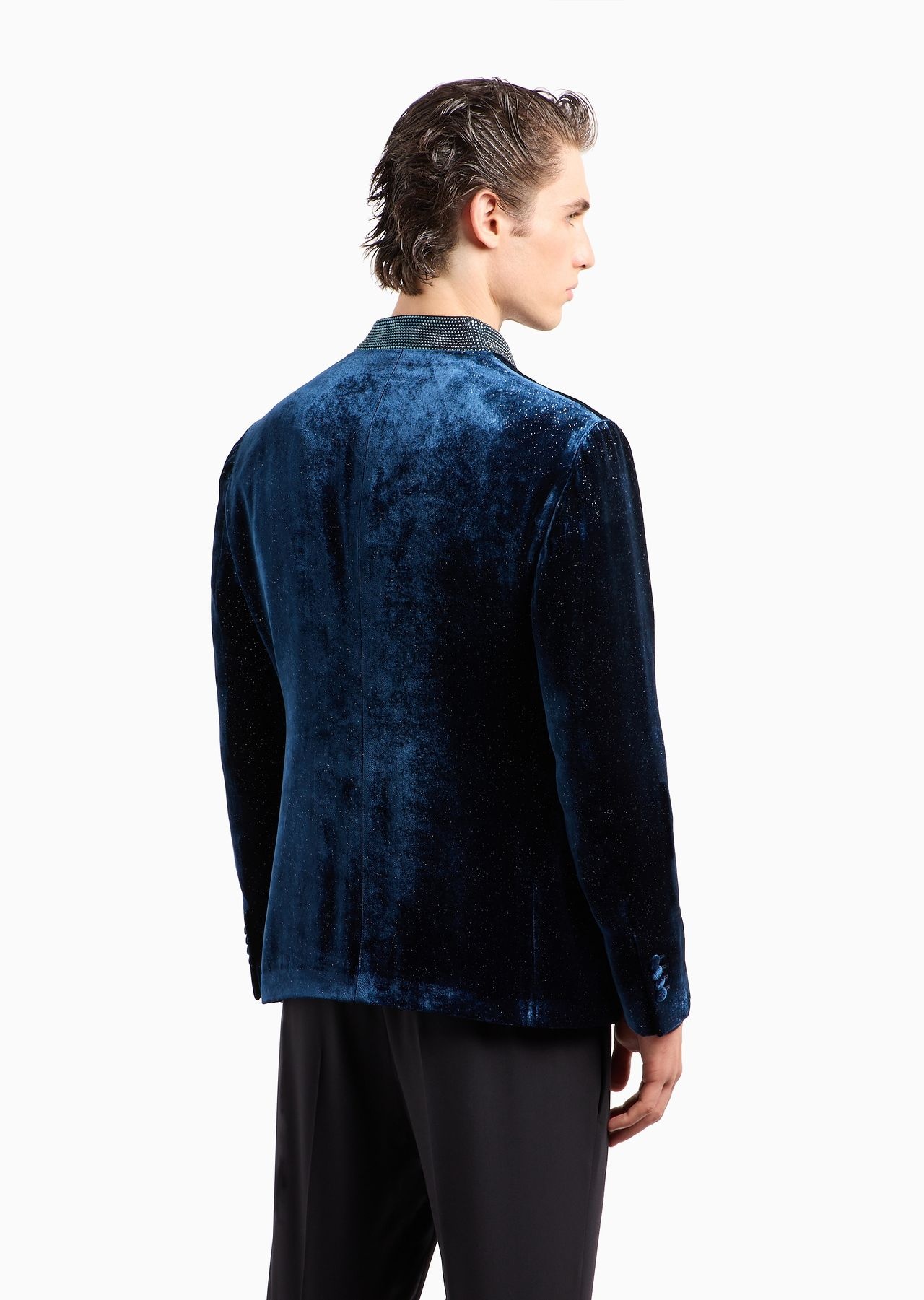 Upton line single-breasted jacket in rhinestoned velvet - 3