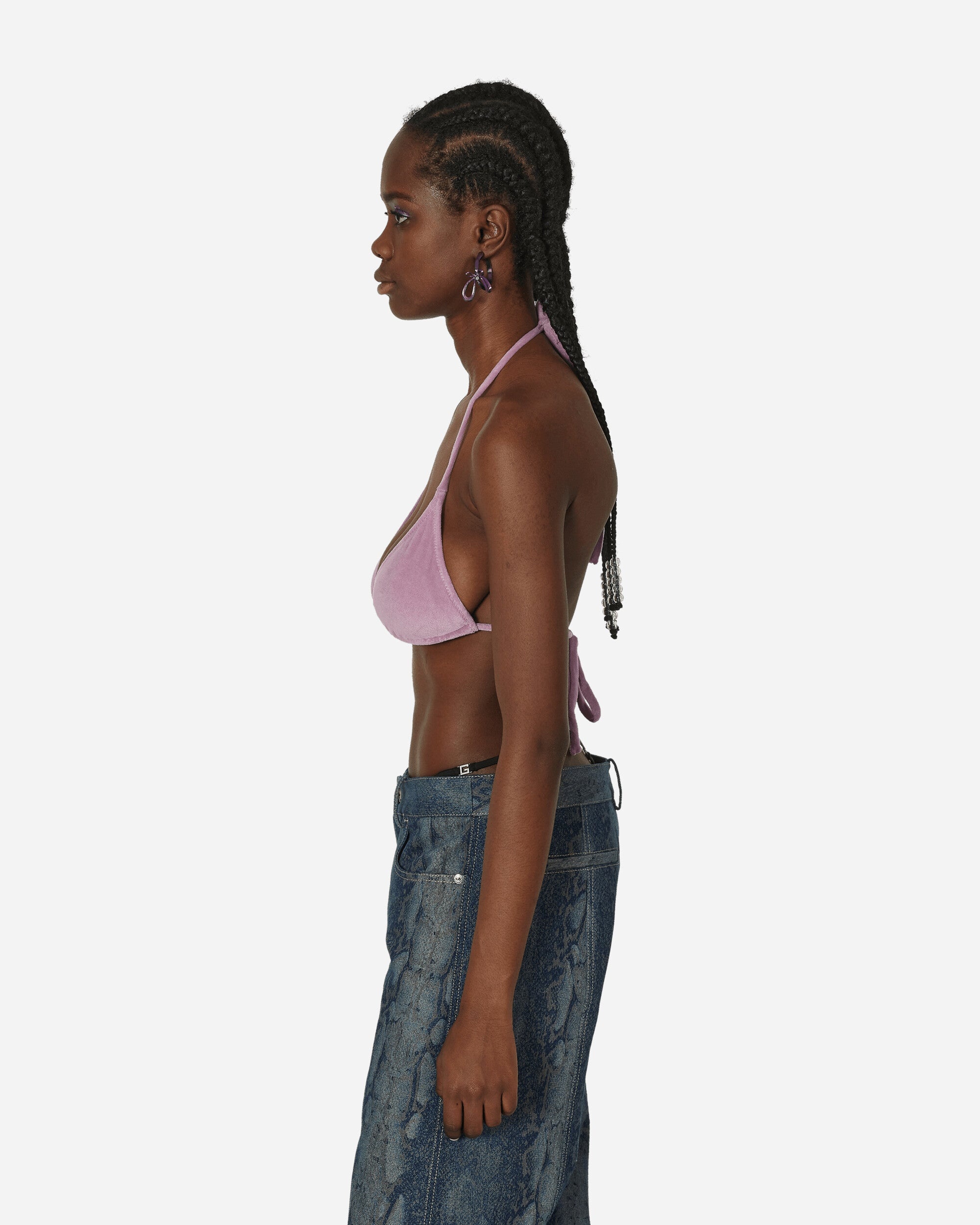 Velour Triangle Bikini Top Lavender - 2