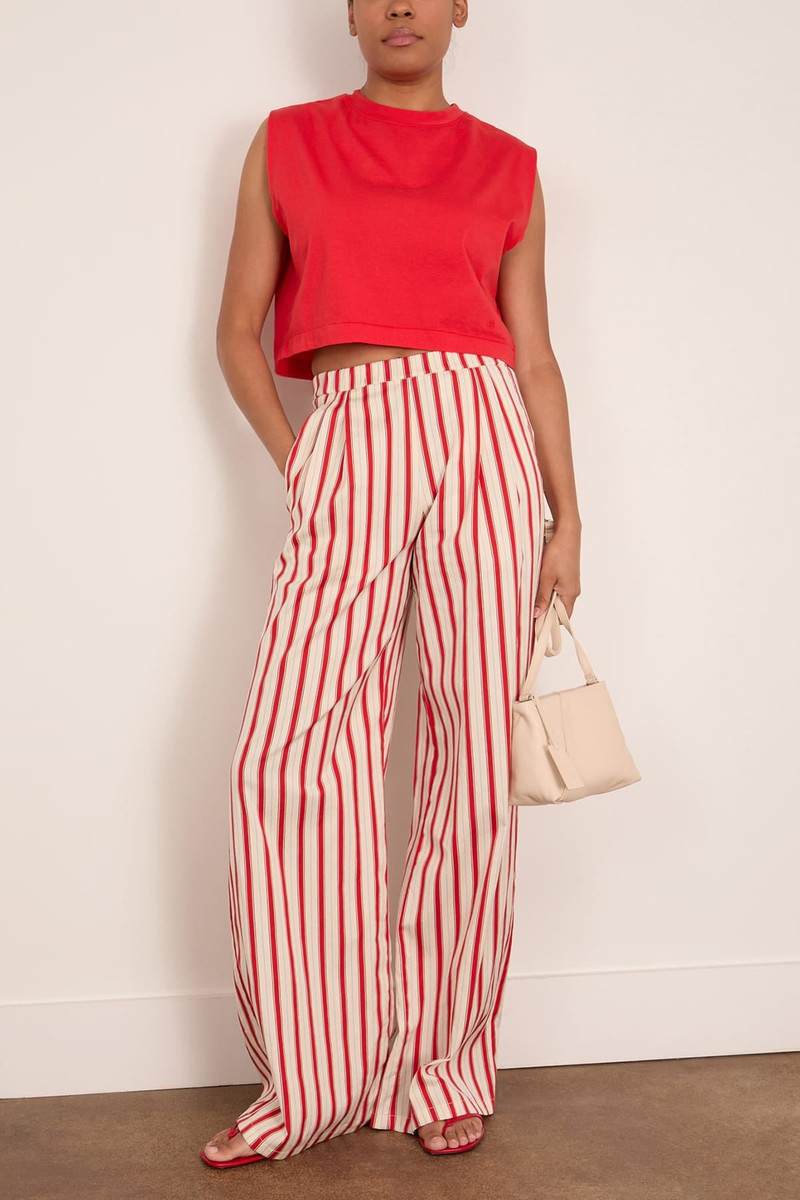 forte_forte Cotton Pinstriped Pants in Rouge outlook
