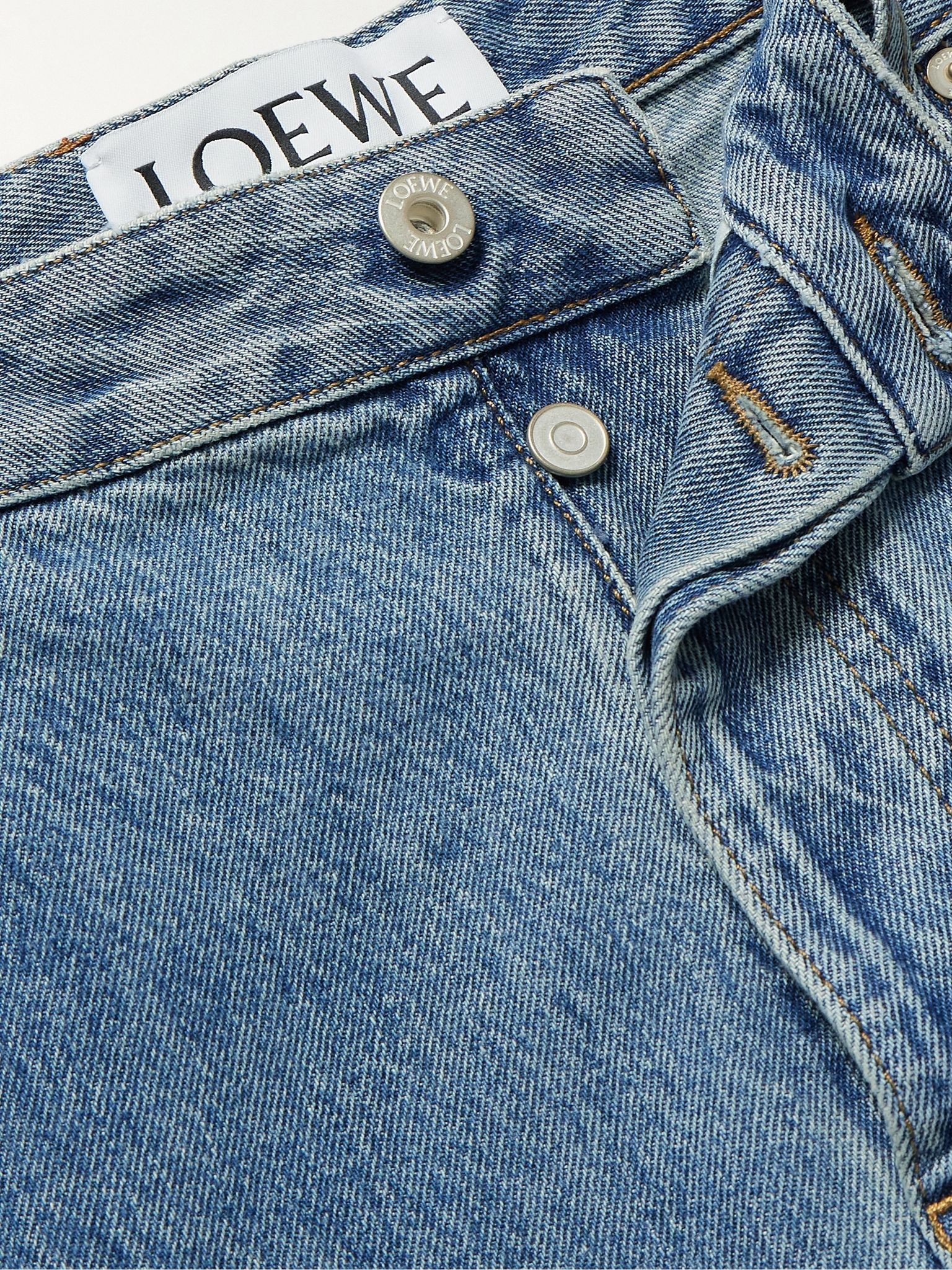 Anagram Wide-Leg Logo-Embroidered Jeans Blue - 6
