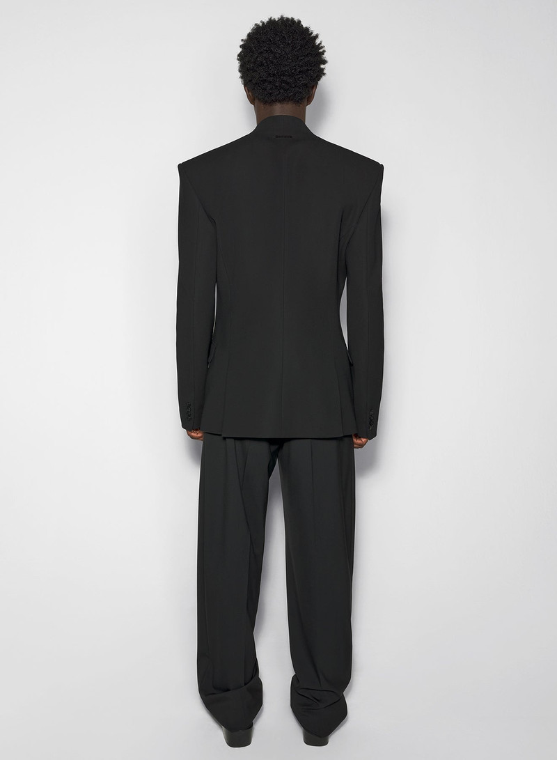black collarless tailored jacket 4