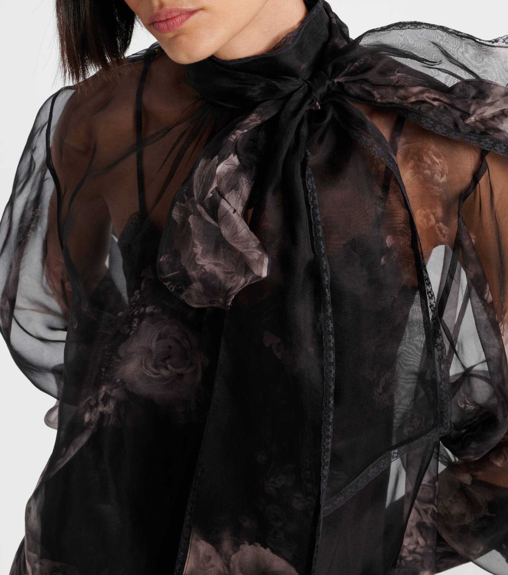 Hypnotic floral silk organza blouse - 4