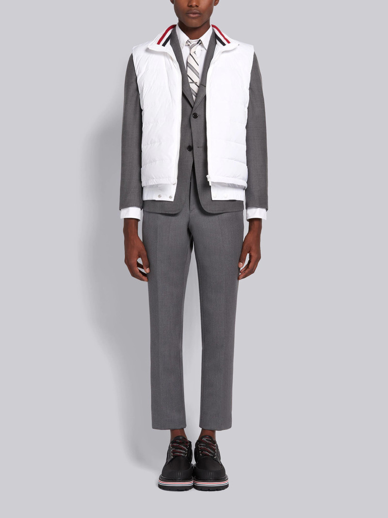 White Down Filled Poly Twill Center Back Stripe Ski Vest 3