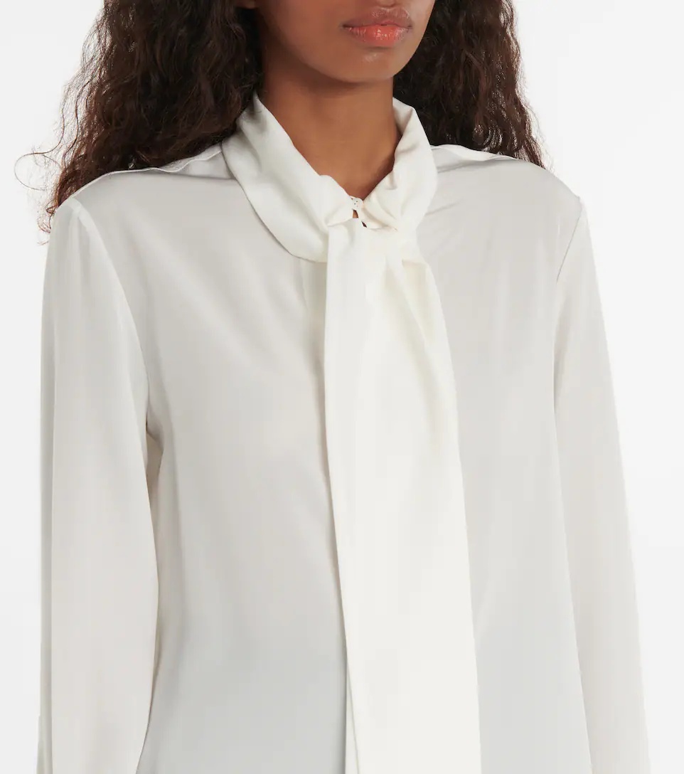 Silk tie-neck blouse - 5